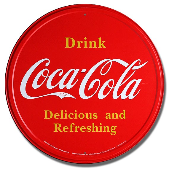 C3 COCACOLA コカコーラ 丸型サイン レッド スタンダード ブリキ看板