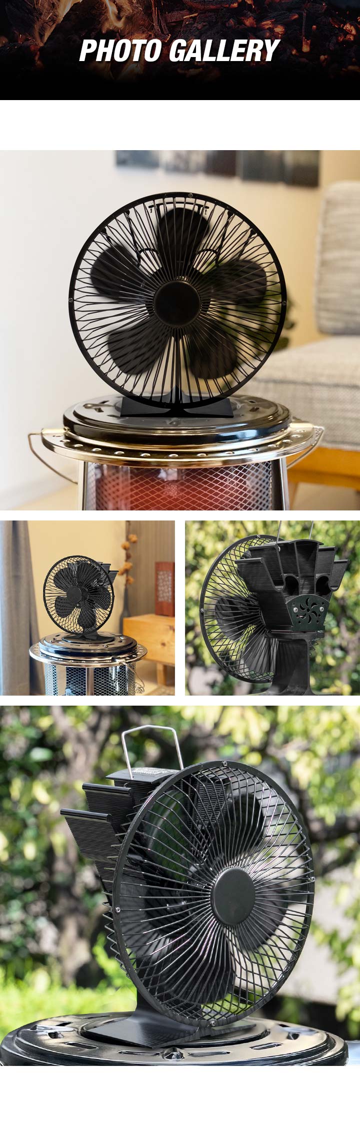 ヤフー1位 ストーブファン 5枚羽根 直径約16cm FIELDOOR エコ 電源不要