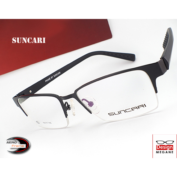 メガネ 度付 SUNCARI EYEWEAR ハーフリム Black スクエア エアロ