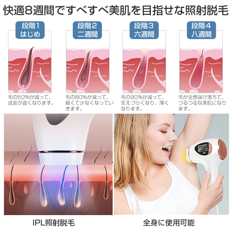 明誠 脱毛器 フラッシュ光脱毛器 LEDスクリーン 自動照射 肌に優しい