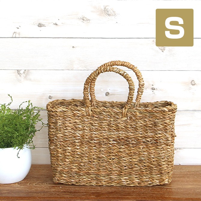 ホグラ スクエア シンプル かご バッグ Lサイズ メルカド カゴ