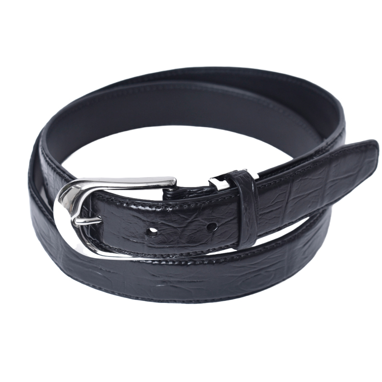 MGSABLE メンズ ベルト クロコダイル 本革 ワニ革 レザーベルト 細め