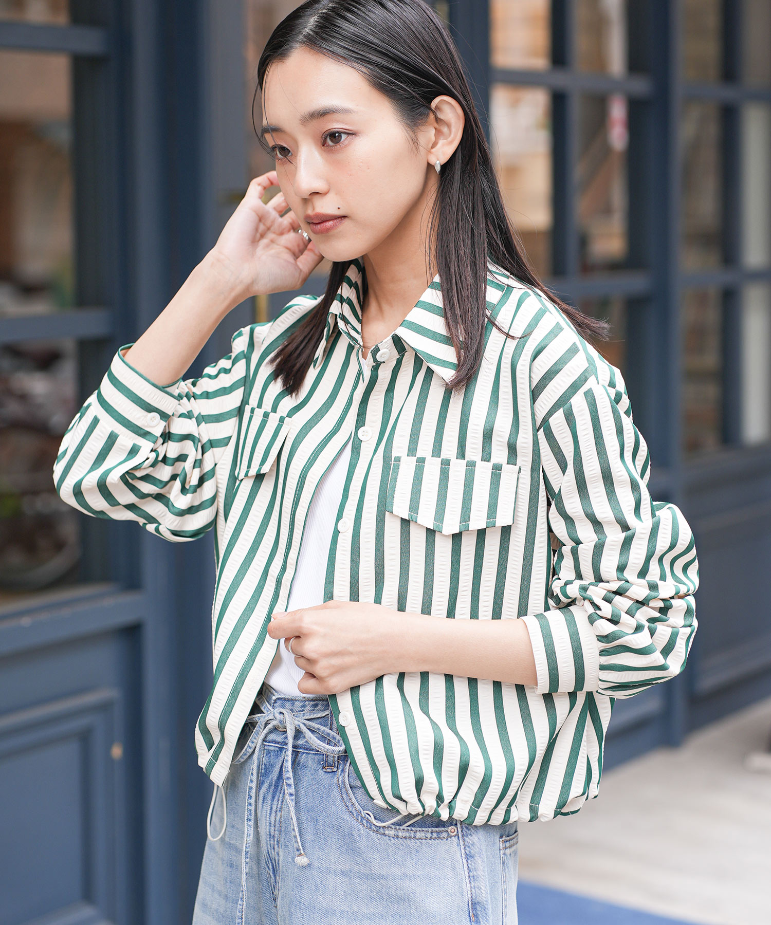 サッカーストライプシャツジャケット ストライプジャケット シャツ