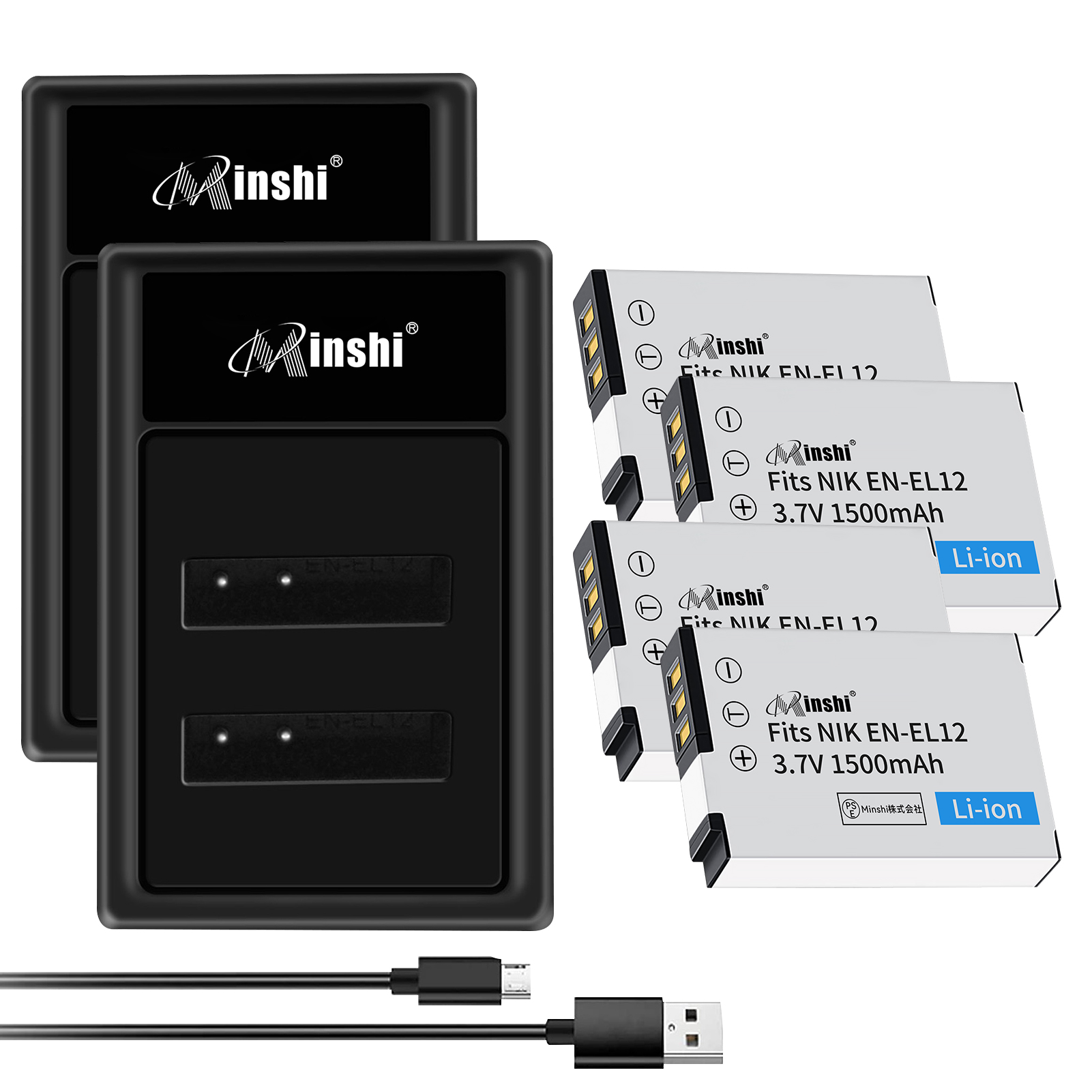 COOLPIX 【4個セット&2個充電器】minshi NIKON S710【1500mAh 3.7V