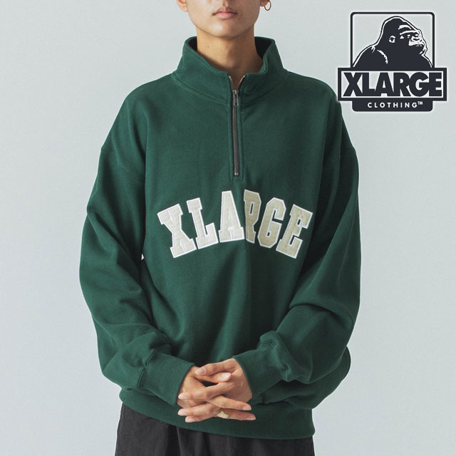 XLARGE（エクストラ ラージ） アーチロゴ ハーフジップ スウェット