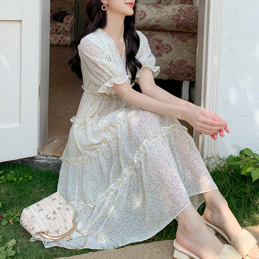 ワンピース レディース 半袖 きれいめ おしゃれ ナチュラル 花柄 A