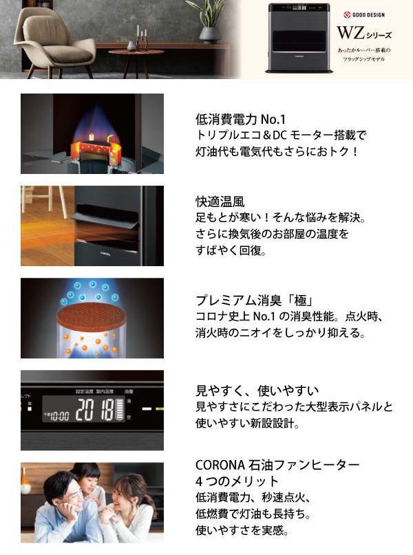 CORONA（コロナ） 石油ファンヒーター 15畳用 WZシリーズ FH-CWZ57BYF