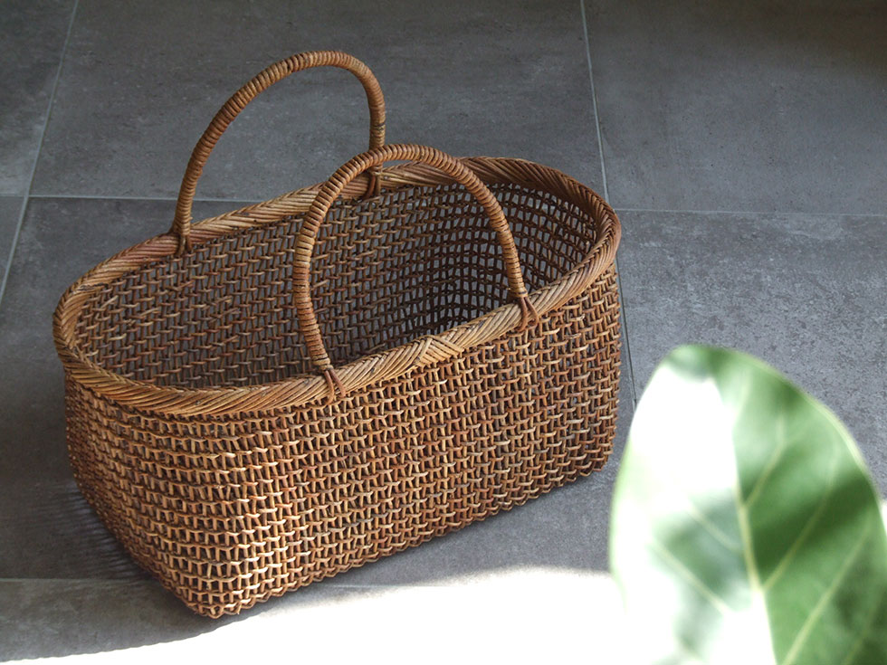 秋田県 あけび蔓細工 あけびかご 手提げかご 特上透かし編み こだし