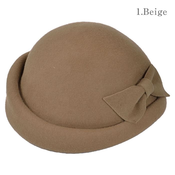 ハット 帽子 帽 ウール クラシカル タイト リボン 紫外線対策 UV対策