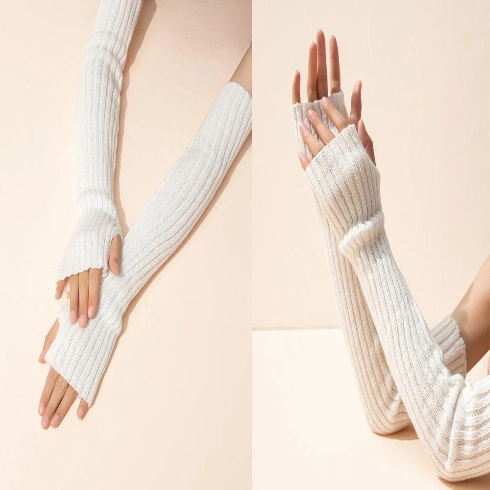 アームカバー フィンガーレス ロング グローブ ニット アーム