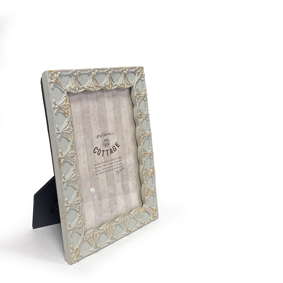 アンティーク フォトフレーム レクト リリー グレー はがきサイズ