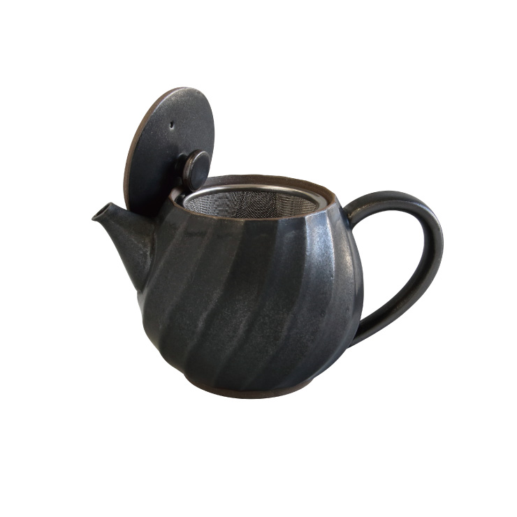 波佐見焼 窯変 ねじりポット 茶こし付き 600ml 藍花 ティーポット 急須