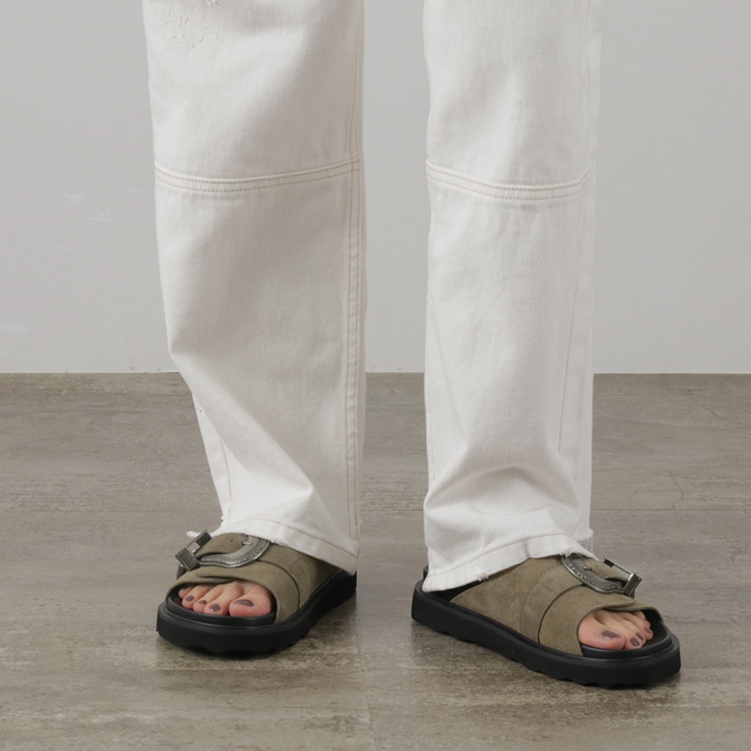 MOHI（モヒ） バックルスエード サンダル / レディース フラット 本革