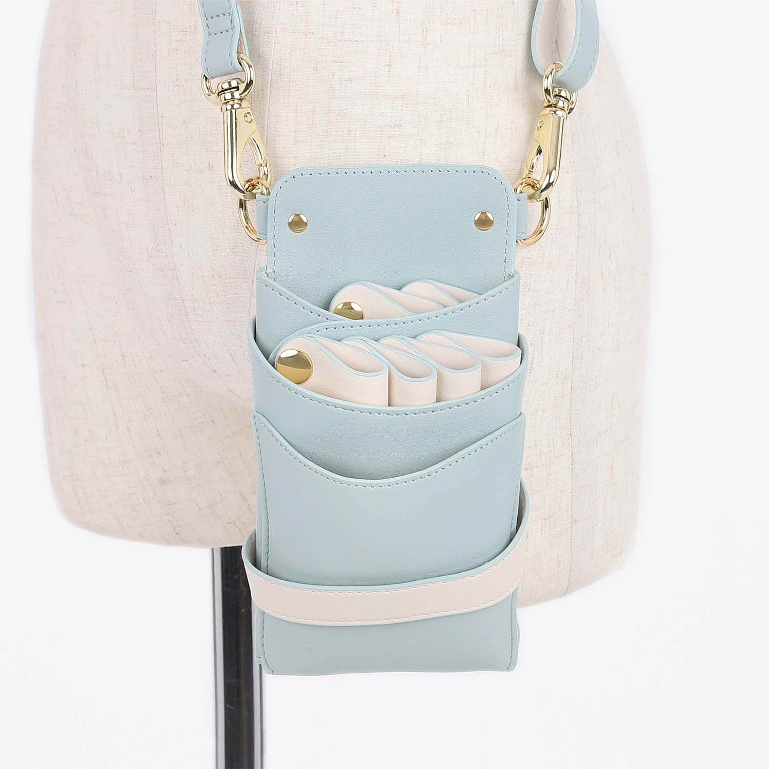 DEEDS シザーケース 美容師 シエーナ no.416 ライトブルー×アイボリー