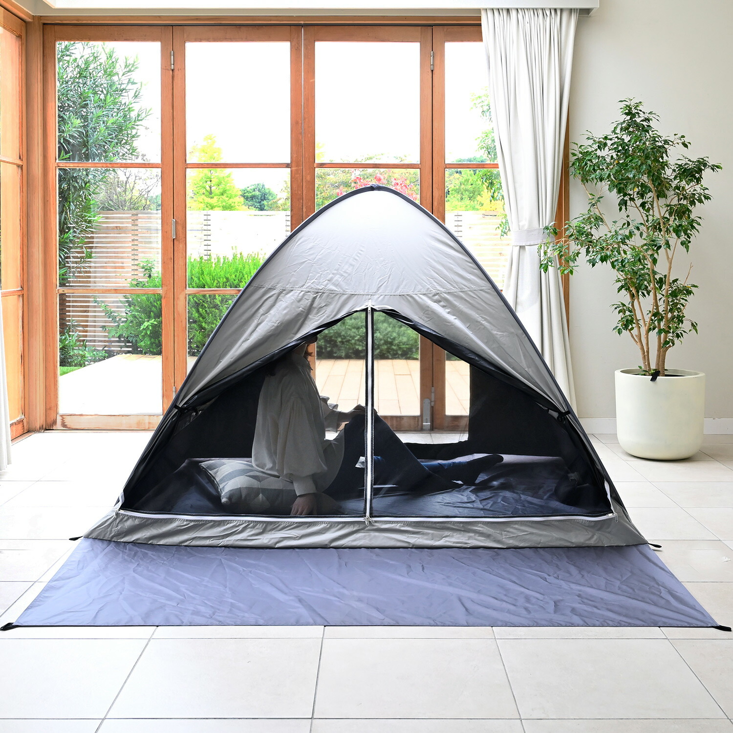 山善（YAMAZEN） ワンタッチテント フルクローズ 遮光率99.99％以上 4