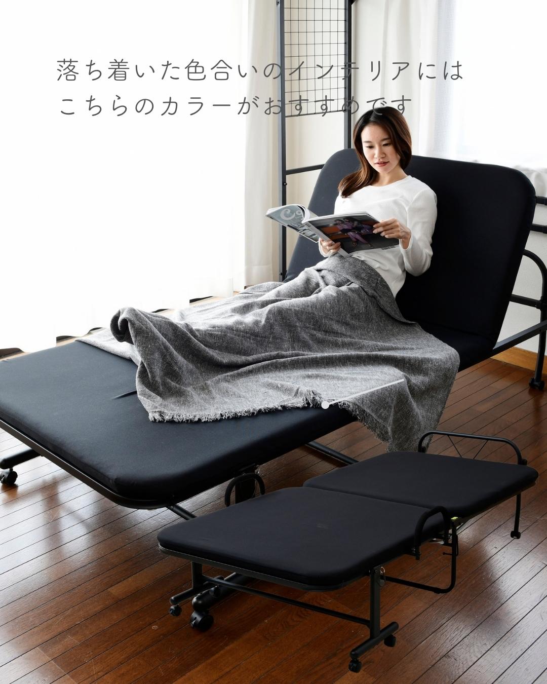 山善（YAMAZEN） 折りたたみベッド シングル ハイタイプ 組み立て簡単