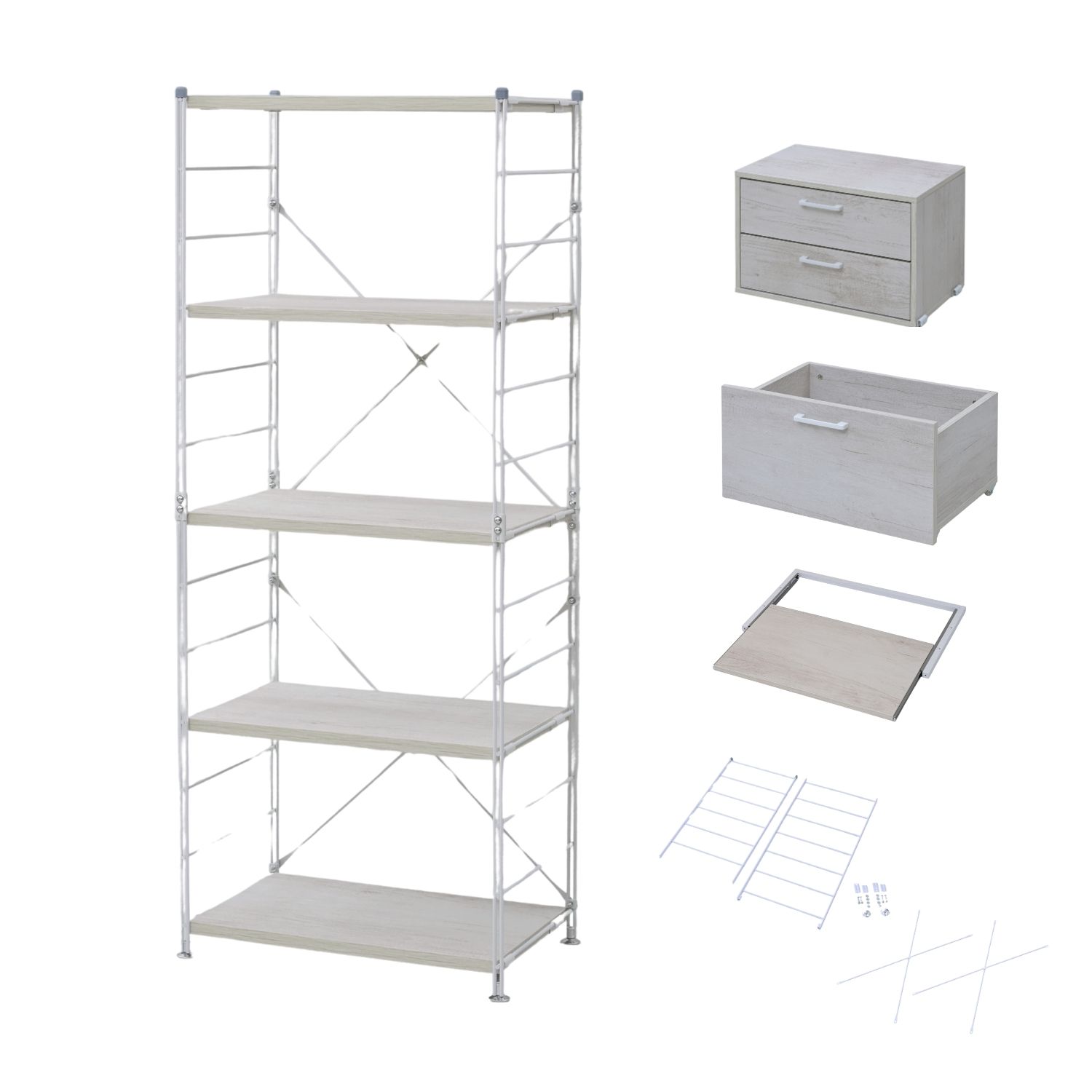 山善（YAMAZEN） ラック キッチンラック 木製棚板 5段 セット 幅65