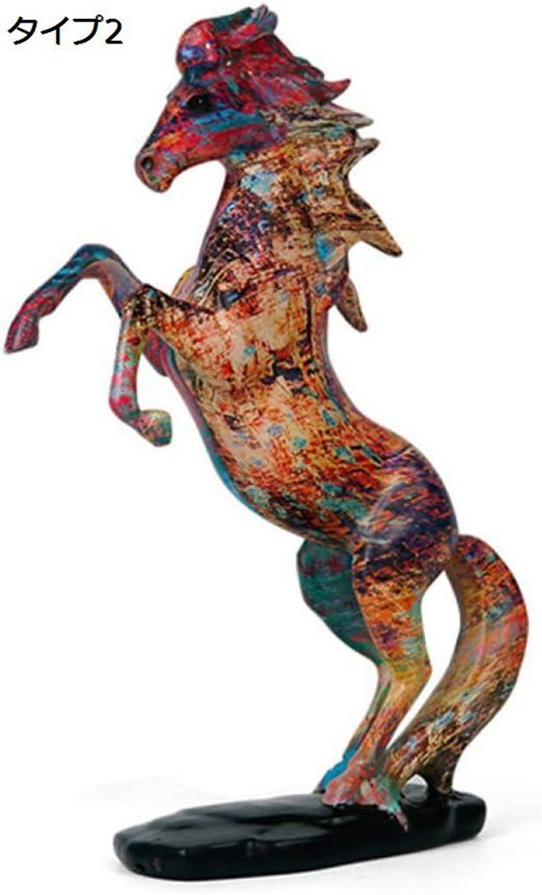 馬の置物 風水 カラフルな落書きアート タイプ うま 樹脂像 おしゃれ