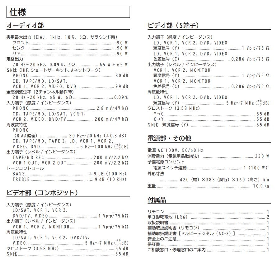 Pioneer（パイオニア） Pioneer VSA-D7 デジタル対応AVアンプ リモコン