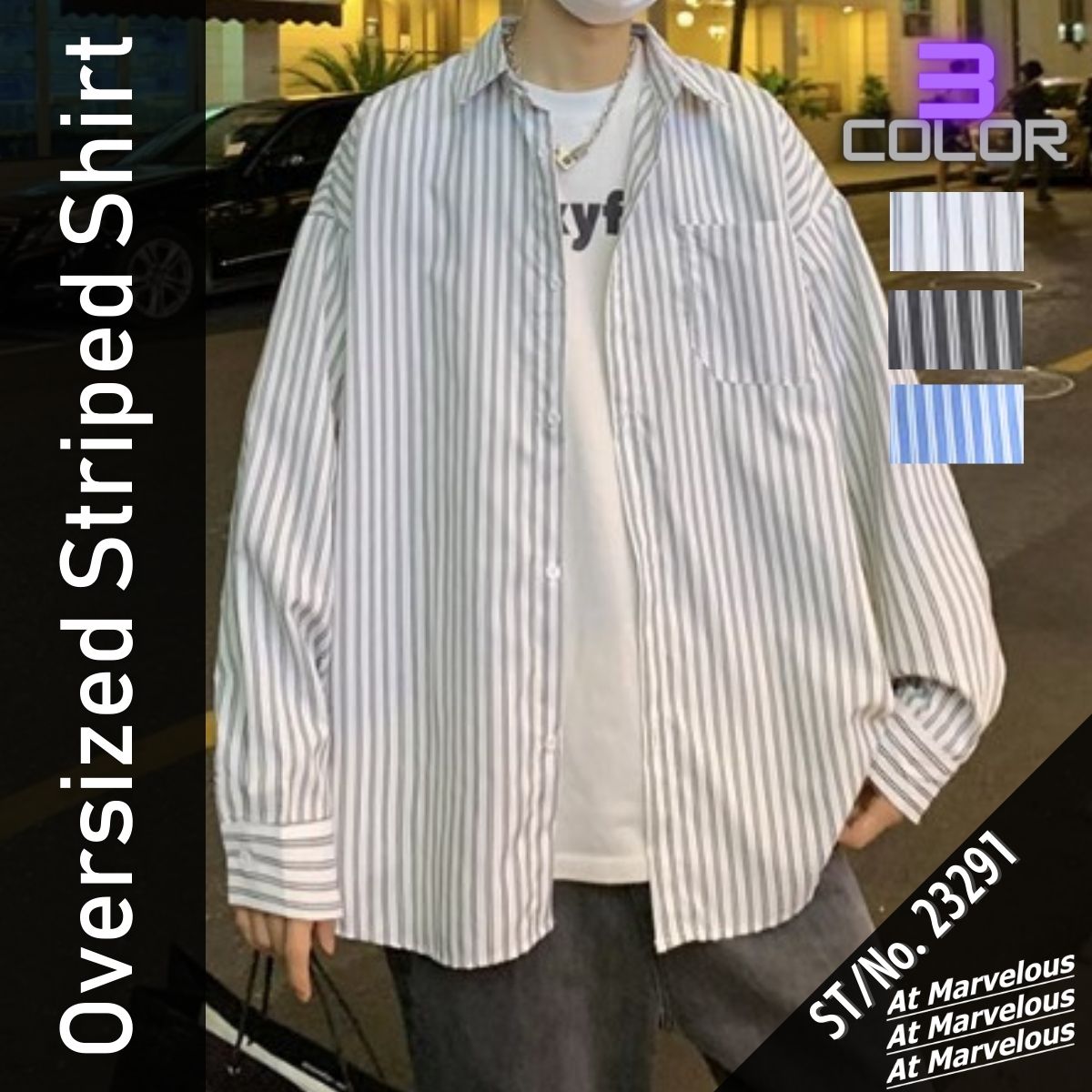 At Marvelous（アットマーベラス） シャツ メンズ 長袖 オーバーサイズ