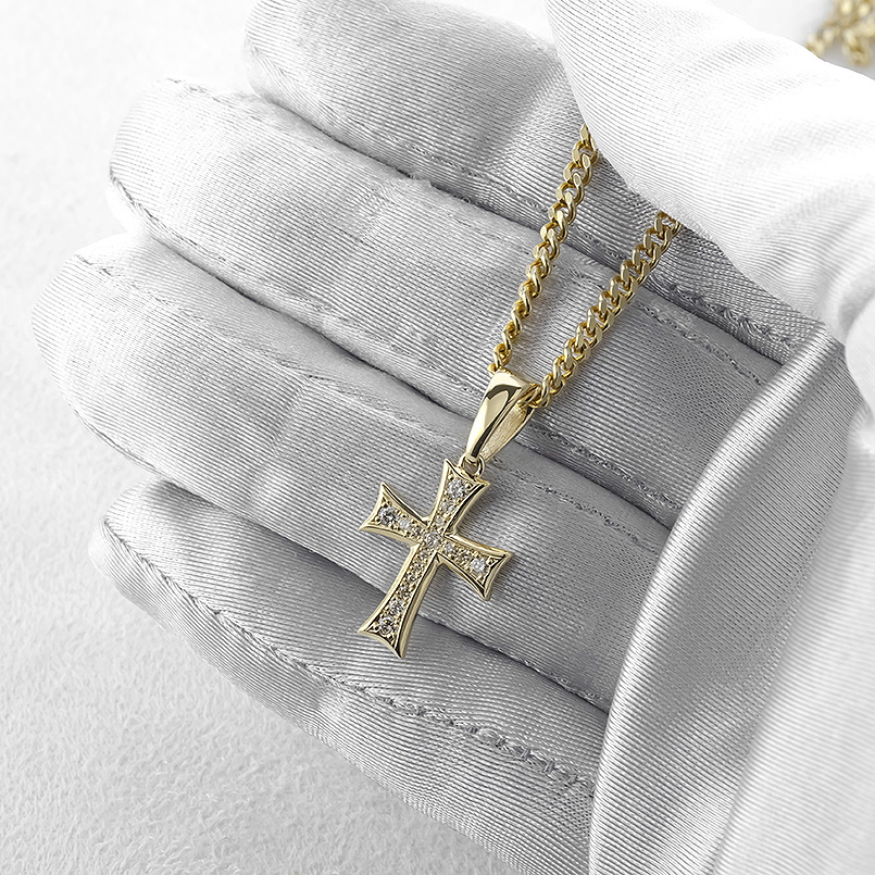 ジュエリー工房アトラス 18金 ネックレス クロス 喜平 トップ メンズ