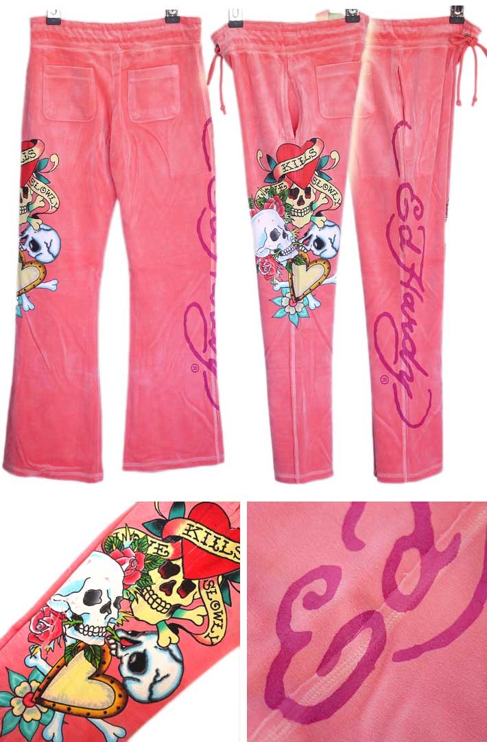 Ed Hardy（エド・ハーディー） べロア限定品 3スカル/ピンク EDHARDY