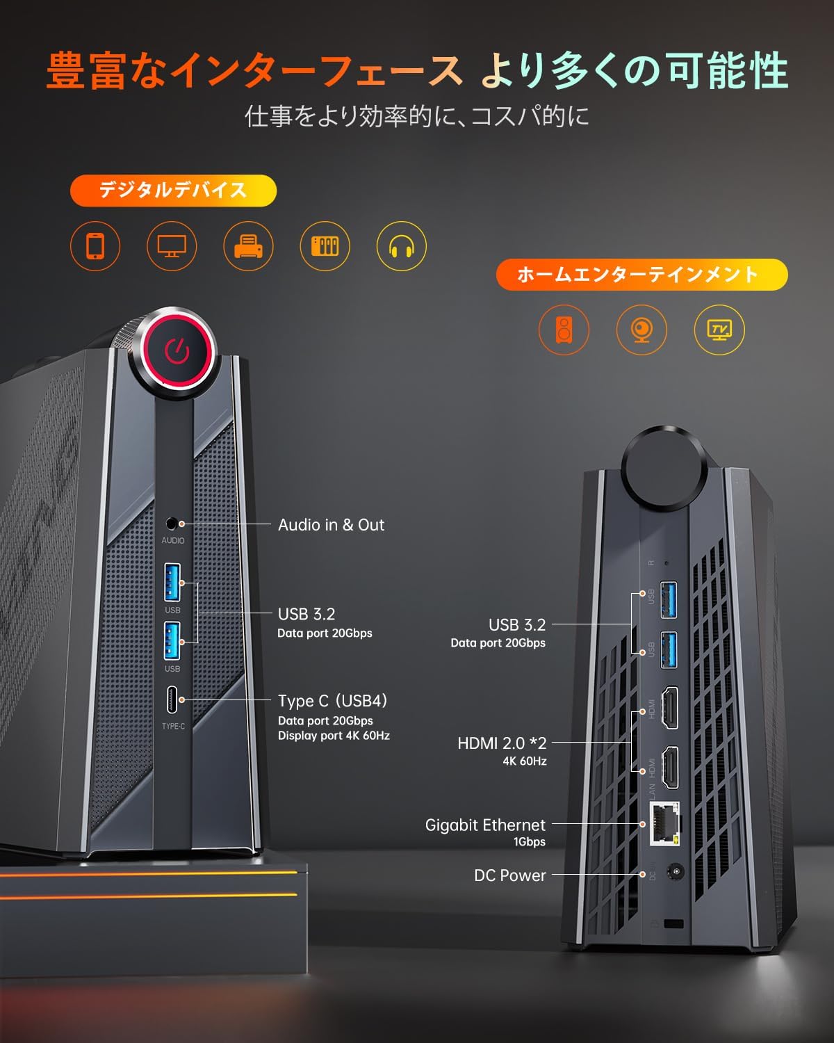 最後5台 ゲーミング ミニPC Ryzen7 7735HS mini pc 32GB 512GB 小型pc