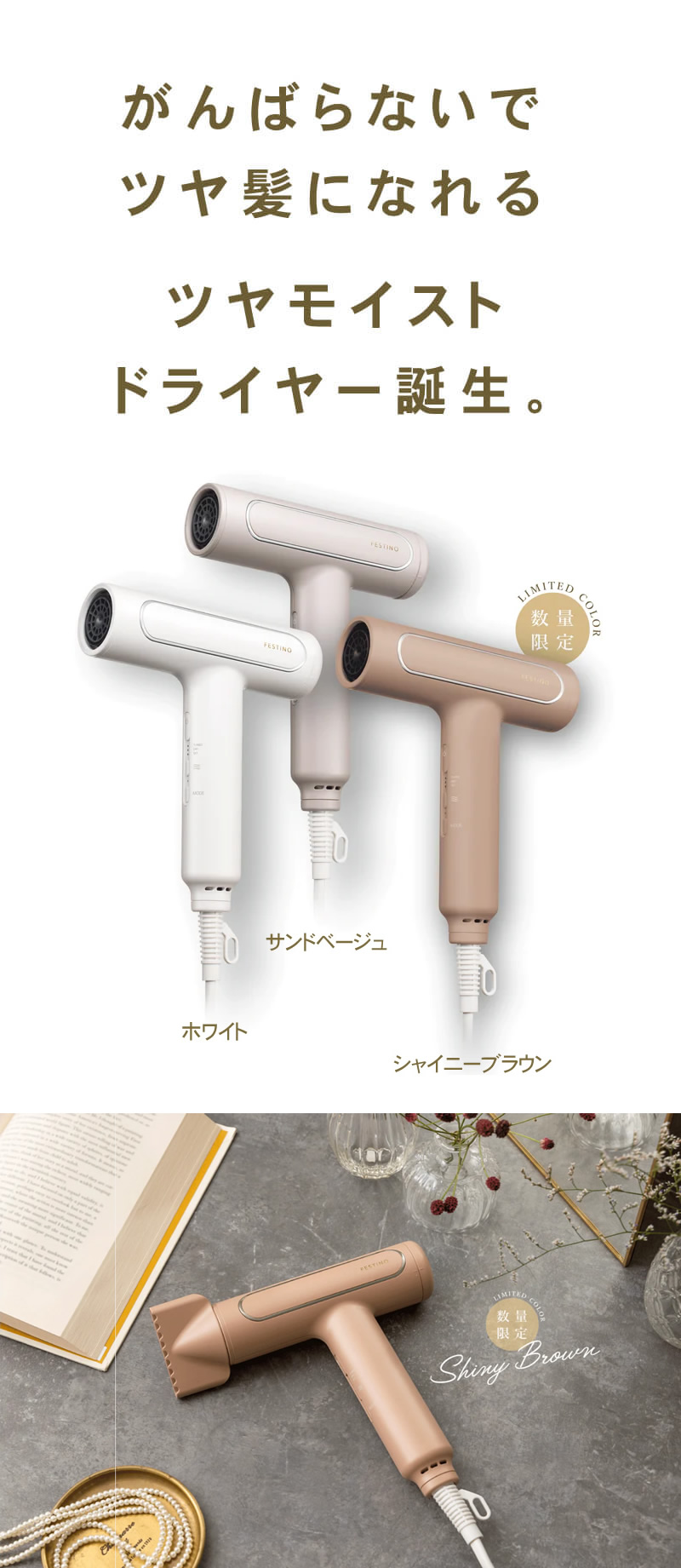 FESTINO（フェスティノ） ツヤモイスト ドライヤー Re ホワイト
