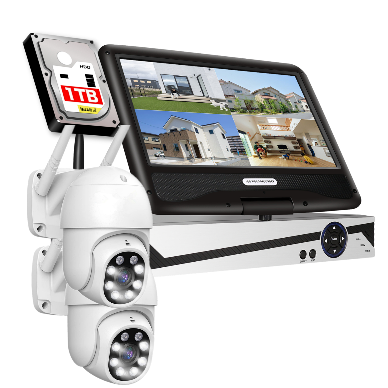 アキバガジェット 防犯カメラ ワイヤレス 500万画素 PTZ 自動追尾 2台