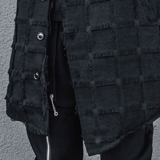 ロングコート メンズ モード系 コート V系 ロング丈 チェック お兄系