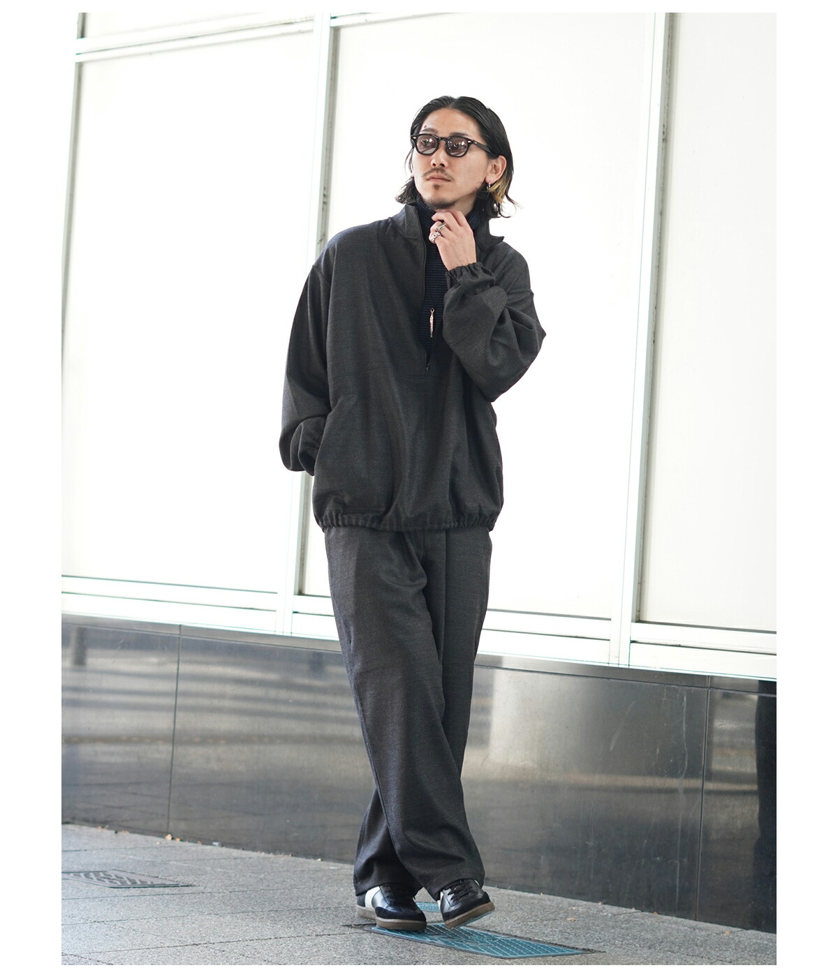 marka（マーカ） ： HALF ZIP TRACK JACKET - 2/32 WOOL SOFT FLANNEL