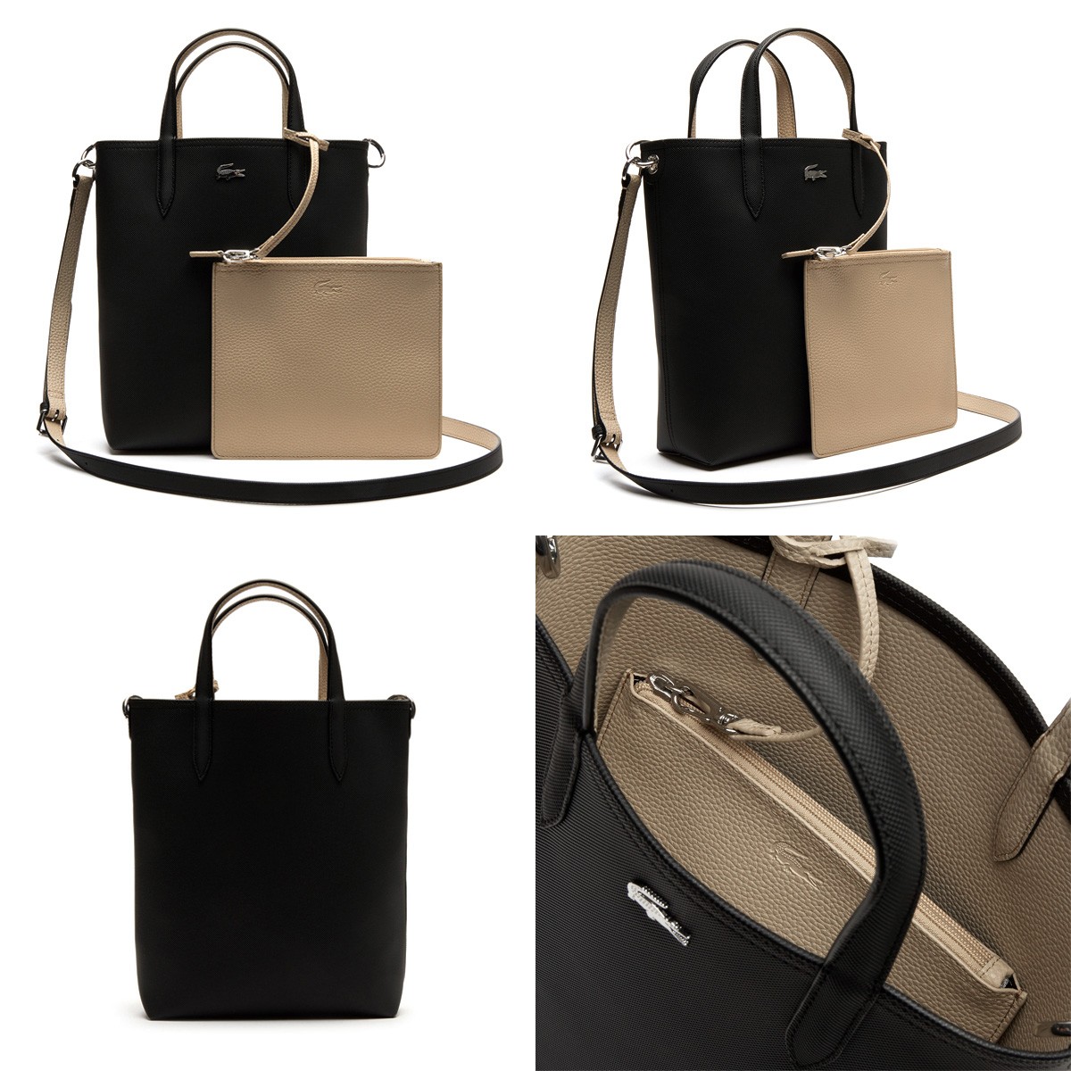 LACOSTE（ラコステ） ポーチ付き リバーシブル 縦型トートバッグ