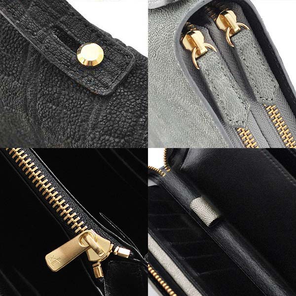 ミニセカンドバッグ クラッチバッグ 大きめ長財布 ダブルファスナー 象