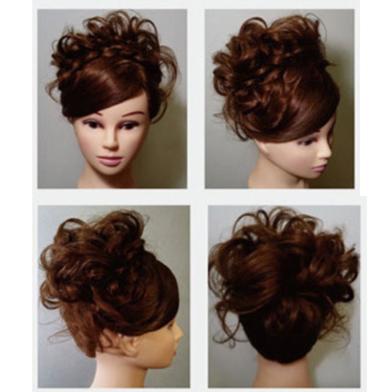 美容師 アップウィッグ 人毛100％ ライトブラウンヘアー ヘアアレンジ