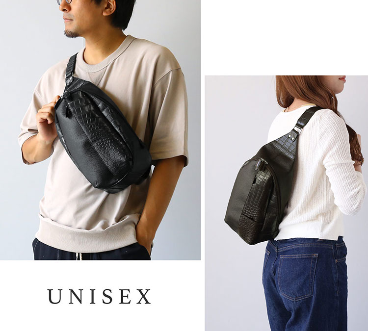 sankyo shokai（三京商会） 牛革 クロコダイル ボディバッグ マット