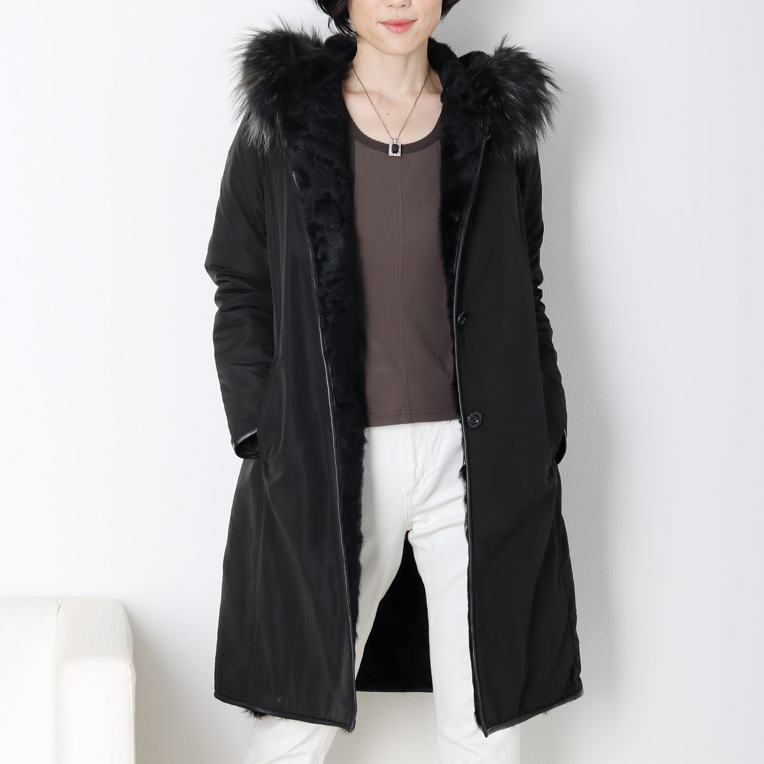 sankyo shokai（三京商会） ＜爆買＞ラクーン トリミング モッズコート