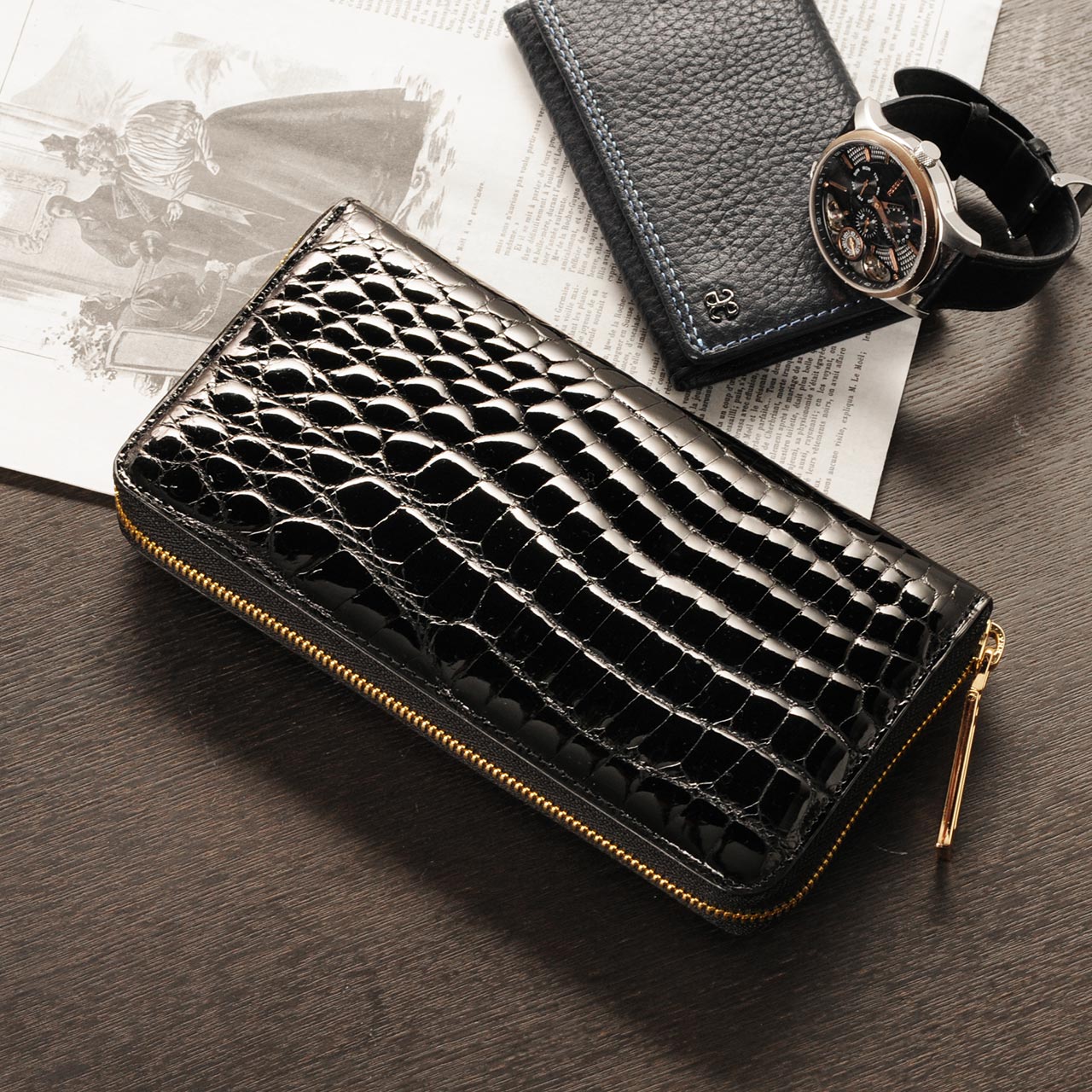sankyo shokai（三京商会） クロコダイル長財布 メンズ シャイニング