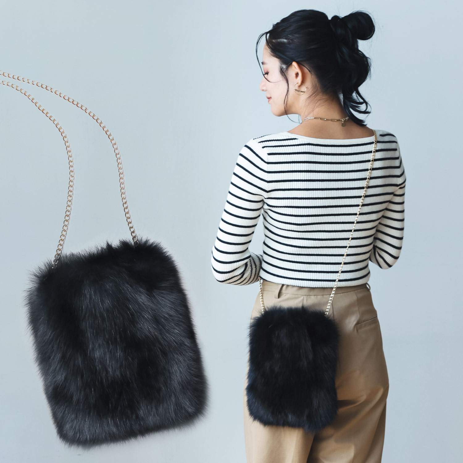 sankyo shokai（三京商会） ＜爆買＞ファーバッグ ショルダー チェーン