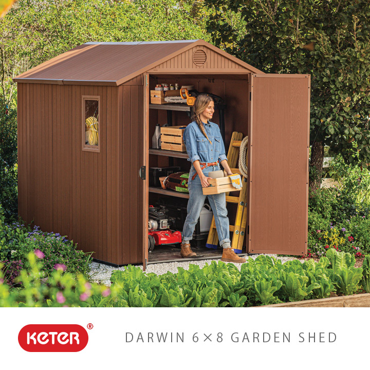 物置 屋外 おしゃれ 大型 幅190×奥行244×高さ221cm ブラウン（木目調