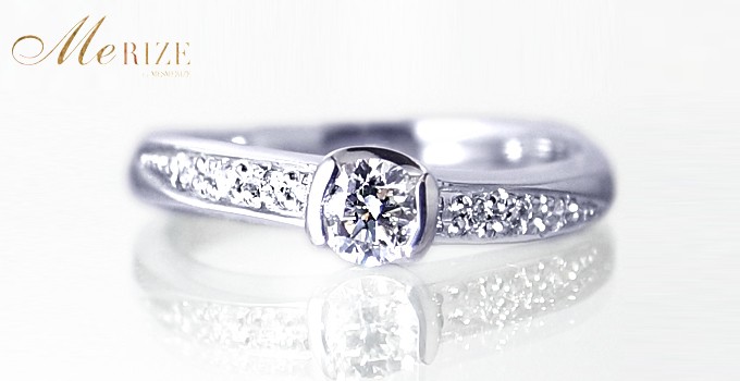 大粒 天然 ホワイト ダイヤ 0.25ct ウェーブ リング K18 ゴールド各色