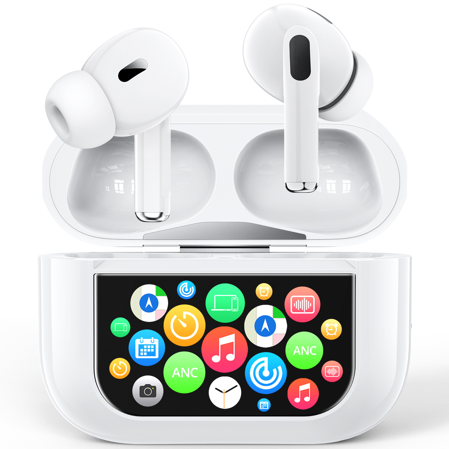 2026最新版】 ワイヤレスイヤホン Bluetooth6.0 LCDタッチディスプレイ