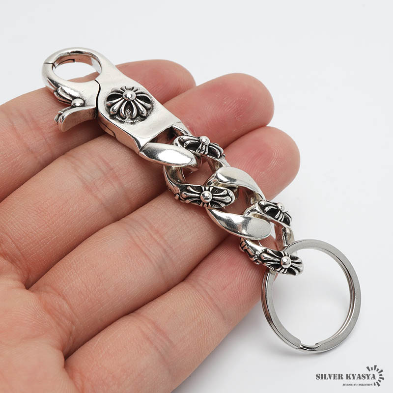 クロスキーリング キーチェーン 喜平チェーン キーホルダー キーフック