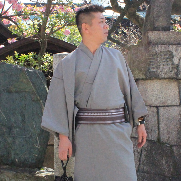 紳士着物 4点セット 帯・雪駄・腰紐 メンズ 自宅で洗える