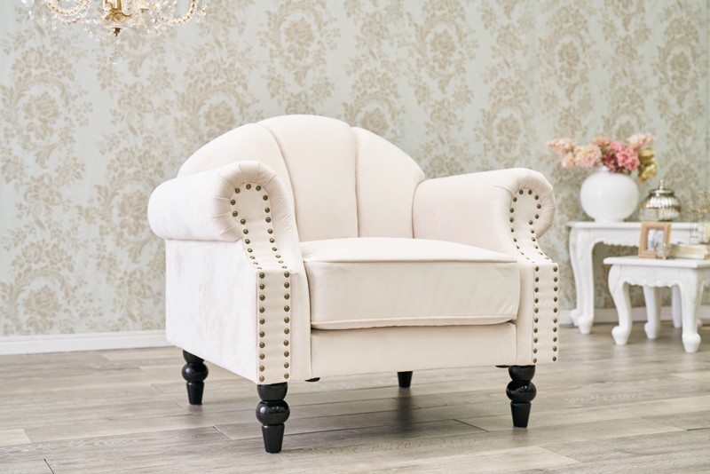 姫系ソファー 1P ホワイト ソファ 姫系 高級感 エレガント 大人可愛い