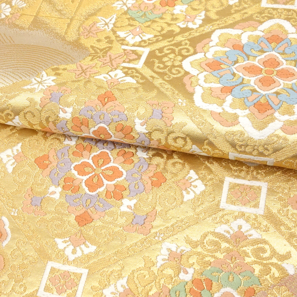 20%OFFセール 袋帯 金 服部織物 こはく錦 正絹 ゴールド 仕立て付き