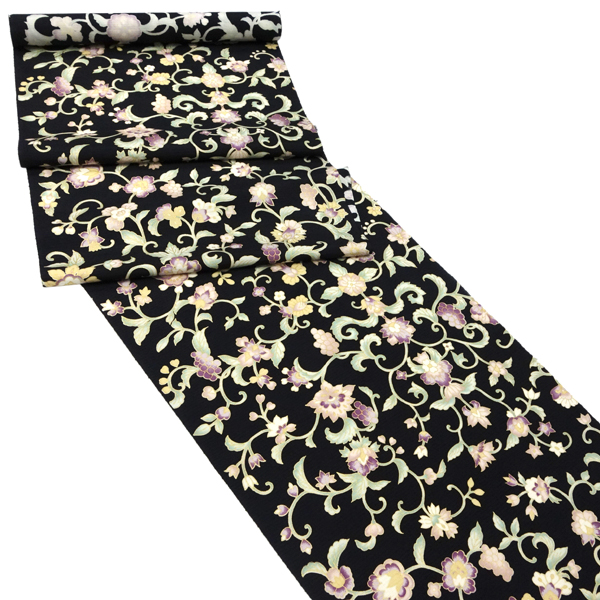 20%OFFセール 岡重 名古屋帯 黒 仕立て付き 大島紬 正絹 染め帯 新品