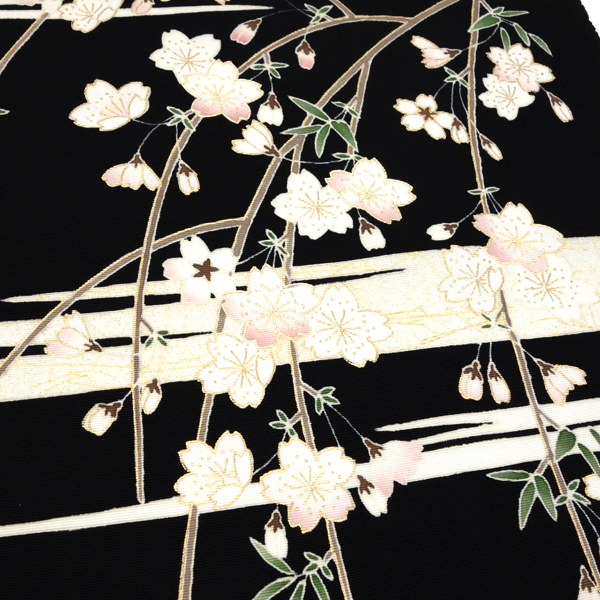 20%OFFセール 塩瀬名古屋帯 一富司 仕立て付き 正絹 黒 染め帯 京