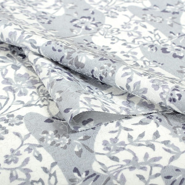 正絹 小紋 反物 丹後ちりめん 仕立て付き 単品 着物のみ グレー 白 紺