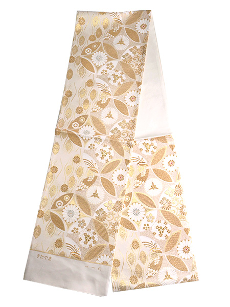 袋帯 正絹 六通柄 未使用 仕立て付き フォーマル 六通 西陣織 ゴールド