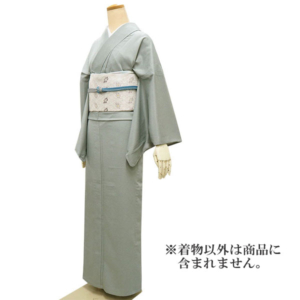 シルック 着物 単衣 江戸小紋 Mサイズ 渋グリーン 鮫小紋 東レシルック